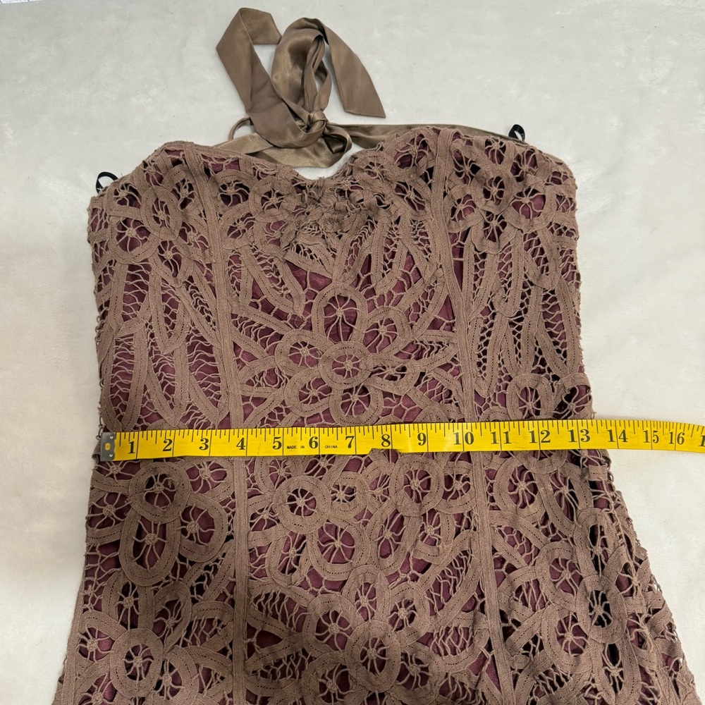 Vintage Betsey Johnson Y2K Crochet & Silk Strapless Halter Dress Size 6 - Picture 8 of 9